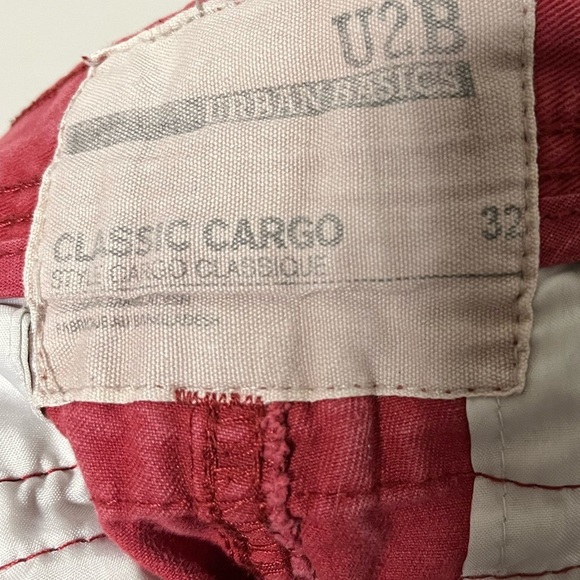 U2B Men’s Classic Red Cargo Shorts Size 32 - Utility Pockets, Casual Style - Picture 8 of 11